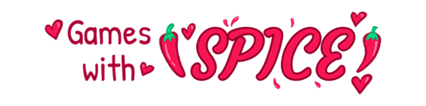 Decorative text with chili peppers. The text reads "Games with Spice"